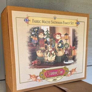 Grandeur Noel Fabric Mache Snowman Family Set - Multicolor